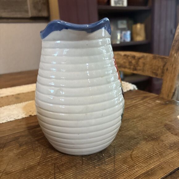 Vintage Alco Blue Rooster Ceramic Painted Pitcher - Picture 4 of 6